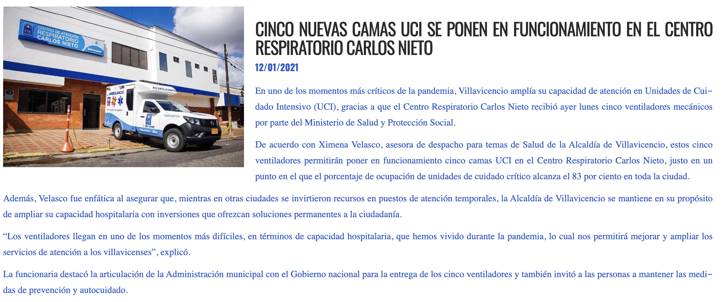 Pruebas de la instalación de las camas UCI