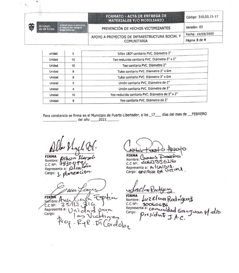 Acta de Inicio contrato 054